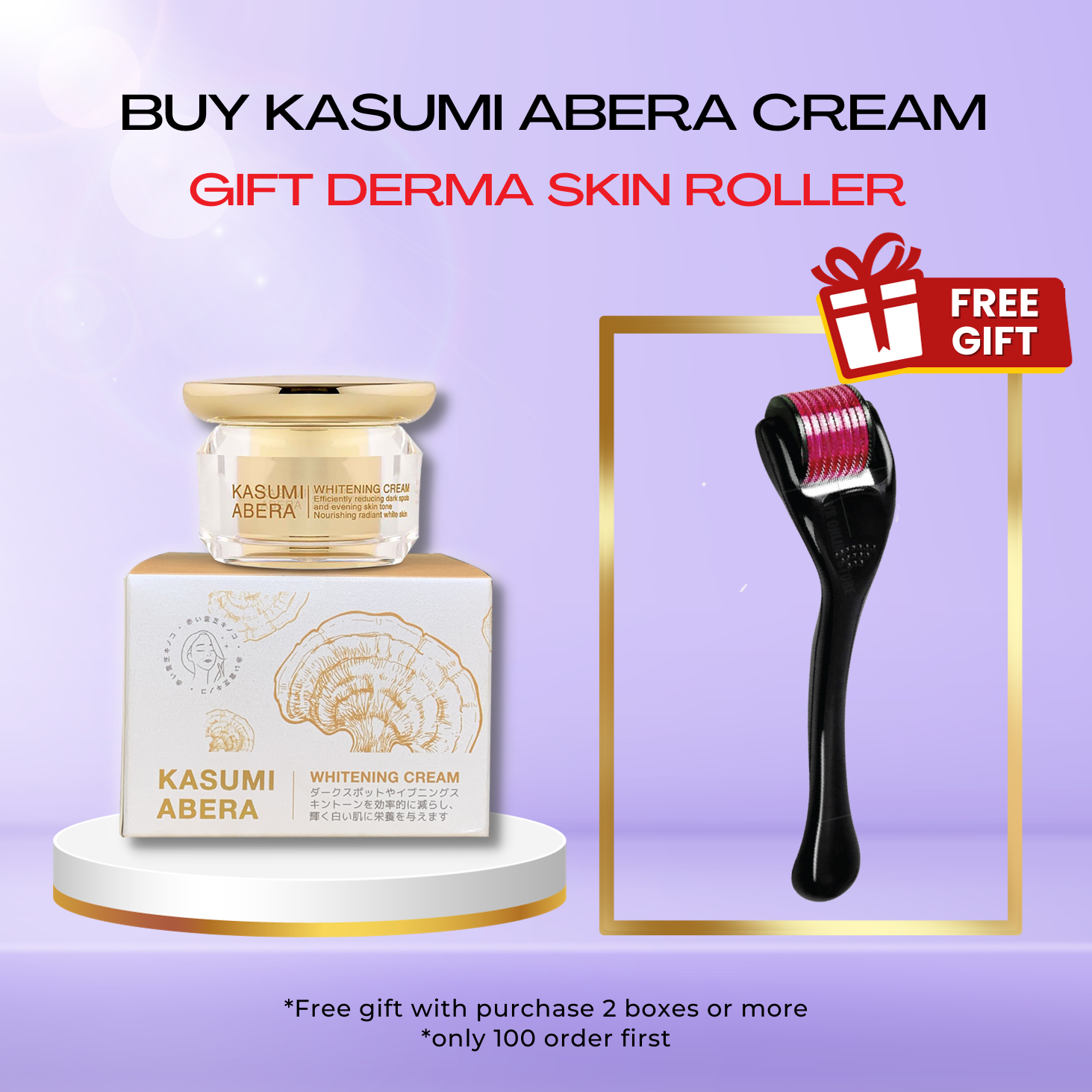 [SALE OFF 50%] Kasumi Abera Cream - GIFT Derma Skin Roller