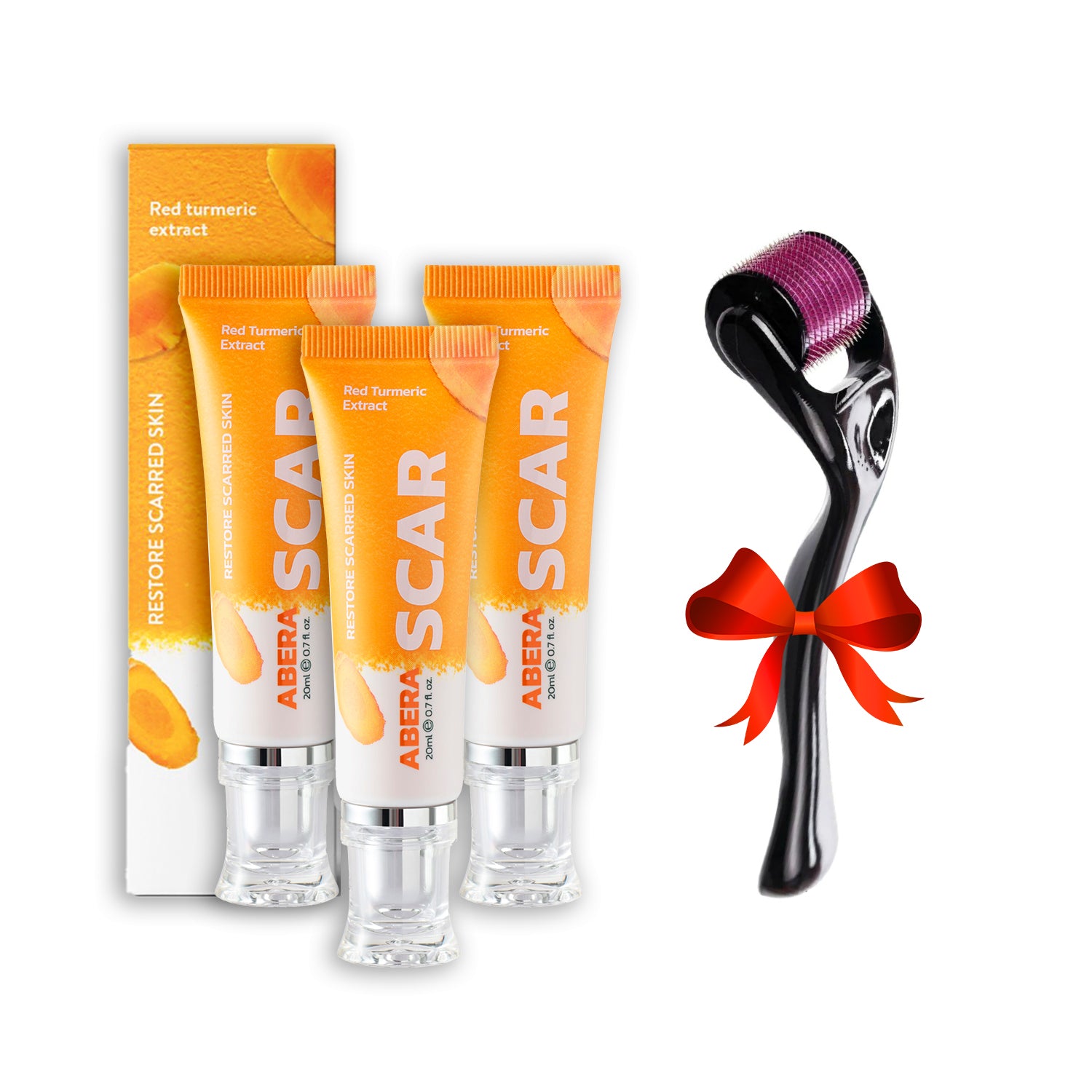 Abera Scar Red Turmeric Cream - Gift with Free Needle Roller NTD
